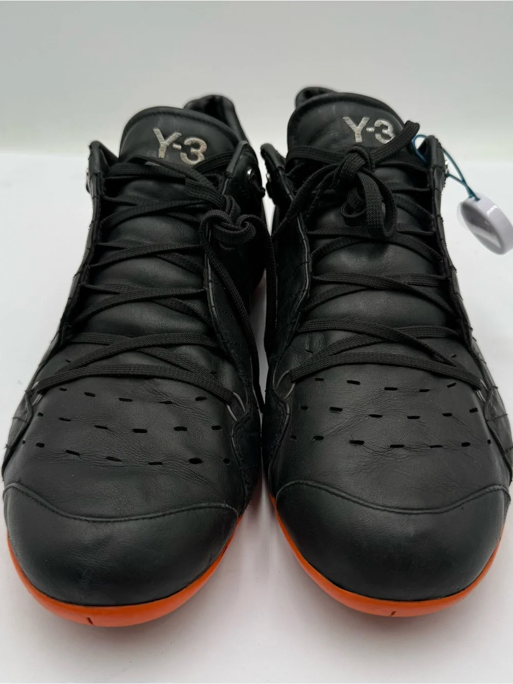 B44 Rare Adidas Y-3 Mid II Sz 11.5 Black/Orange Leather Sneakers Yohji Yamamoto